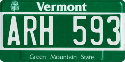 VT license plate ARH593