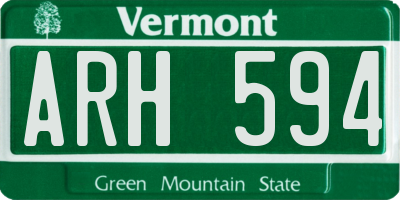 VT license plate ARH594