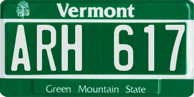 VT license plate ARH617