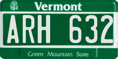VT license plate ARH632