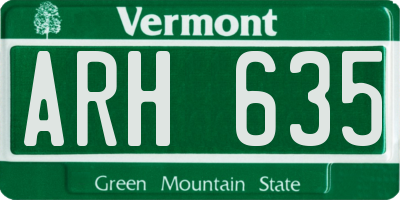 VT license plate ARH635