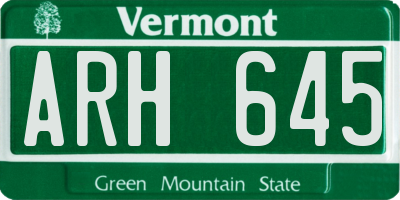 VT license plate ARH645