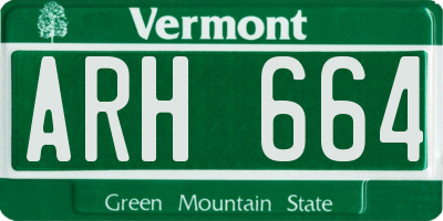 VT license plate ARH664