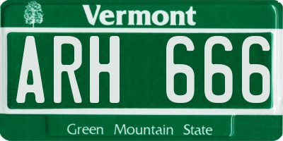 VT license plate ARH666