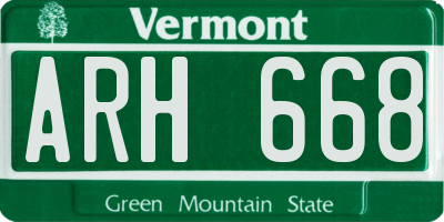VT license plate ARH668