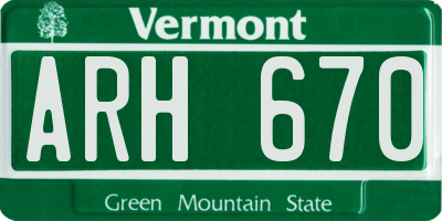 VT license plate ARH670