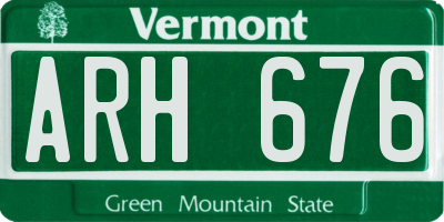 VT license plate ARH676