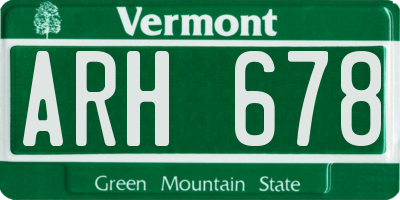 VT license plate ARH678