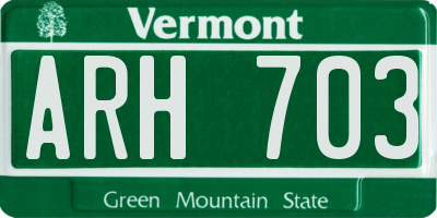 VT license plate ARH703