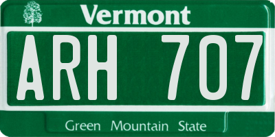 VT license plate ARH707