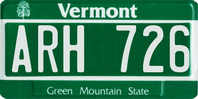 VT license plate ARH726