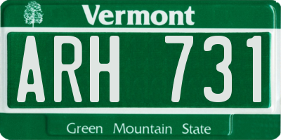 VT license plate ARH731
