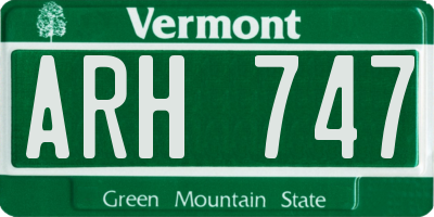 VT license plate ARH747
