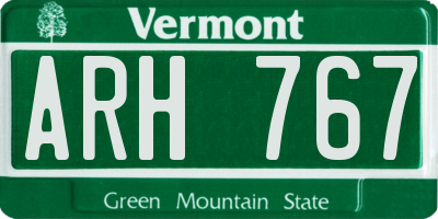 VT license plate ARH767
