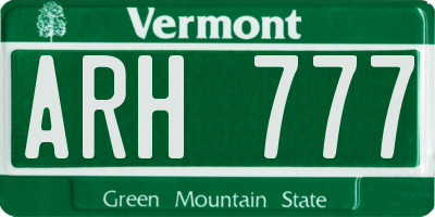 VT license plate ARH777