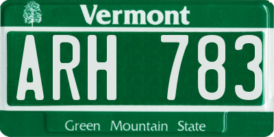 VT license plate ARH783