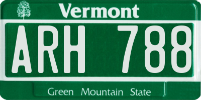 VT license plate ARH788