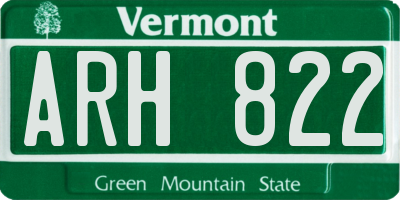 VT license plate ARH822