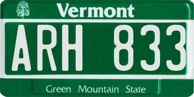VT license plate ARH833