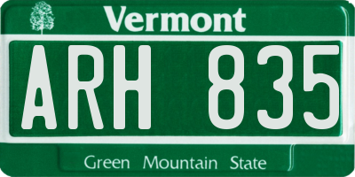 VT license plate ARH835