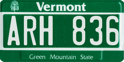 VT license plate ARH836