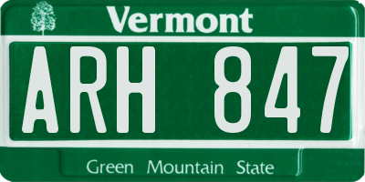 VT license plate ARH847
