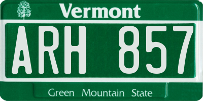 VT license plate ARH857
