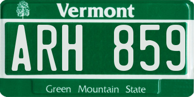 VT license plate ARH859