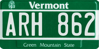 VT license plate ARH862