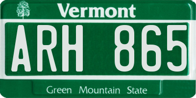 VT license plate ARH865