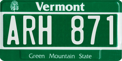 VT license plate ARH871