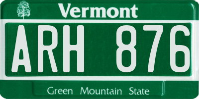 VT license plate ARH876