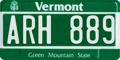 VT license plate ARH889