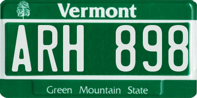 VT license plate ARH898