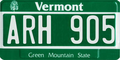 VT license plate ARH905