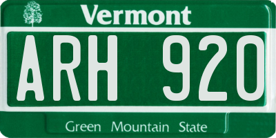 VT license plate ARH920