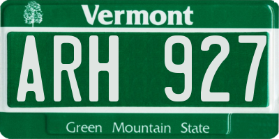 VT license plate ARH927
