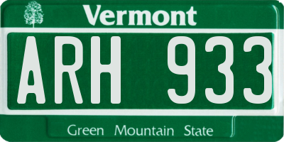VT license plate ARH933