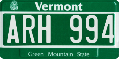 VT license plate ARH994