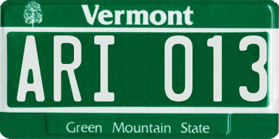 VT license plate ARI013
