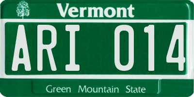 VT license plate ARI014