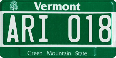 VT license plate ARI018