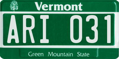 VT license plate ARI031