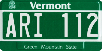 VT license plate ARI112