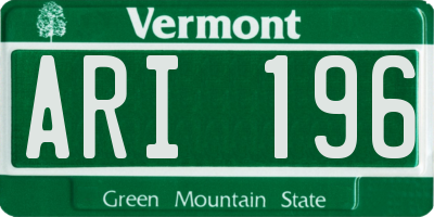 VT license plate ARI196