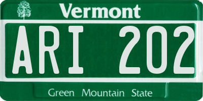 VT license plate ARI202