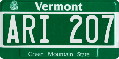 VT license plate ARI207