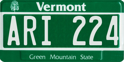VT license plate ARI224