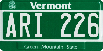 VT license plate ARI226