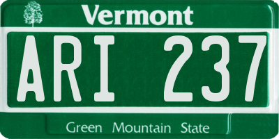 VT license plate ARI237